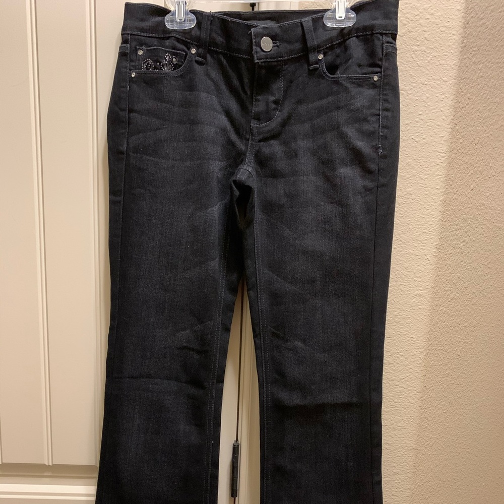 WHBM Black boot cut low-rise denim jeans NOIR 6R